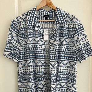 Express Dobby Textured Aztec Cotton Short Sleeve Shirt
